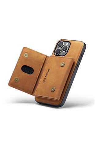 Apple iPhone Uyumlu Ayrılabilen Cüzdanlı Deri Telefon Kılıfı Taba