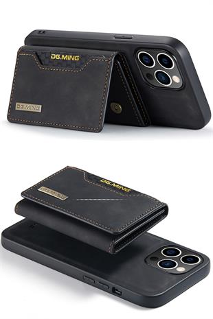 Apple iPhone Uyumlu Ayrılabilen Cüzdanlı Deri Telefon Kılıfı Siyah