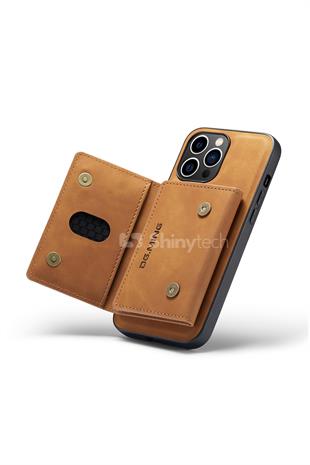 Apple iPhone Uyumlu Ayrılabilen Cüzdanlı Deri Telefon Kılıfı Taba