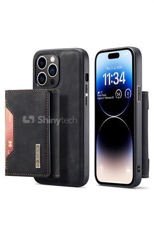 Apple iPhone Uyumlu Ayrılabilen Cüzdanlı Deri Telefon Kılıfı Siyah