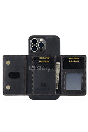 Apple iPhone Uyumlu Ayrılabilen Cüzdanlı Deri Telefon Kılıfı Siyah