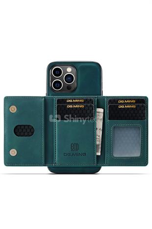 Apple iPhone Uyumlu Ayrılabilen Cüzdanlı Deri Telefon Kılıfı Yeşil