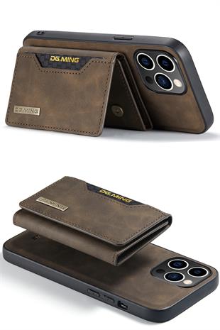 Apple iPhone Uyumlu Ayrılabilen Cüzdanlı Deri Telefon Kılıfı Koyu Kahverengi