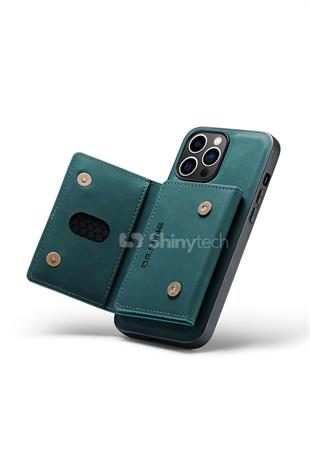 Apple iPhone Uyumlu Ayrılabilen Cüzdanlı Deri Telefon Kılıfı Yeşil