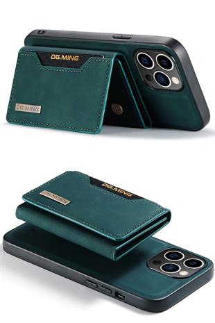 Apple iPhone Uyumlu Ayrılabilen Cüzdanlı Deri Telefon Kılıfı Yeşil