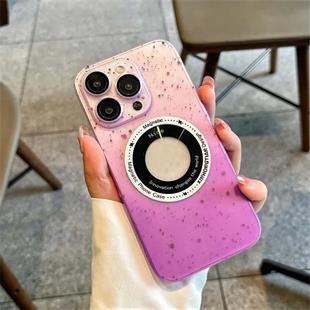 Apple iPhone Uyumlu Benekli Şeffaf Slim Magsafe Kılıf Mor