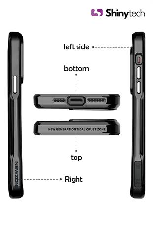 Apple iPhone Uyumlu Darbe Emici Titanyum Görünümlü Şeffaf Telefon Kılıfı Siyah