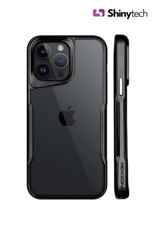 Apple iPhone Uyumlu Darbe Emici Titanyum Görünümlü Şeffaf Telefon Kılıfı Siyah