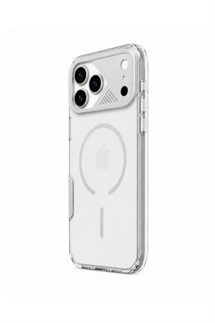 Apple iPhone Uyumlu Frame MagSafe Şeffaf Kılıf – Metal Kamera Çerçeveli, Darbe Korumalı Gümüş