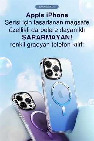 Apple iPhone Uyumlu Gradyan Renkli Magsafe Kılıf Turuncu