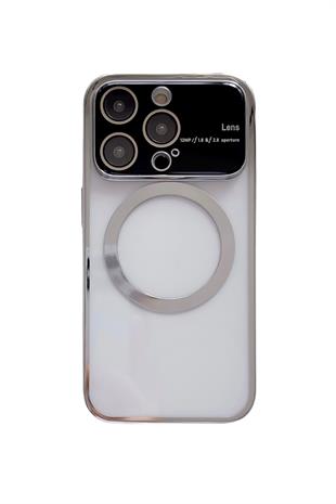 Apple iPhone Uyumlu Lens Korumalı Premium Magsafe Kılıf Gümüş