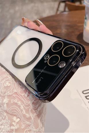 Apple iPhone Uyumlu Lens Korumalı Premium Magsafe Kılıf Siyah