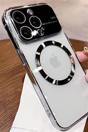 Apple iPhone Uyumlu Lens Korumalı Premium Magsafe Kılıf Gümüş