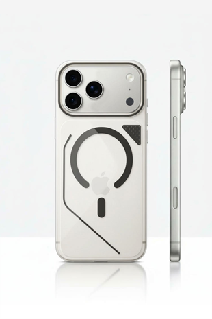 Apple iPhone Uyumlu Line MagSafe Şeffaf Kılıf Siyah