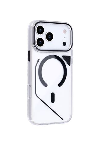 Apple iPhone Uyumlu Line MagSafe Şeffaf Kılıf Siyah