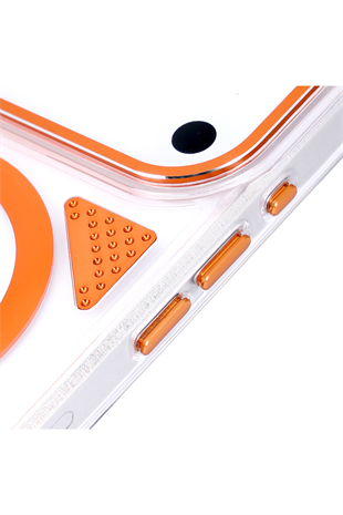 Apple iPhone Uyumlu Line MagSafe Şeffaf Kılıf Turuncu