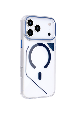 Apple iPhone Uyumlu Line MagSafe Şeffaf Kılıf Mavi