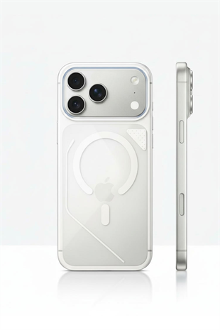 Apple iPhone Uyumlu Line MagSafe Şeffaf Kılıf Beyaz