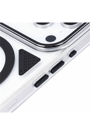 Apple iPhone Uyumlu Line MagSafe Şeffaf Kılıf Siyah