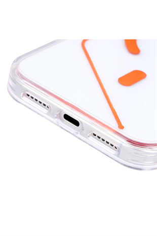 Apple iPhone Uyumlu Line MagSafe Şeffaf Kılıf Turuncu