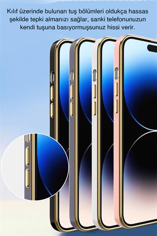 Apple iPhone Uyumlu Şeffaf Buzlu Gold Magsafe Kılıf Siyah
