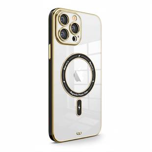 Apple iPhone Uyumlu Şeffaf Buzlu Gold Magsafe Kılıf Siyah