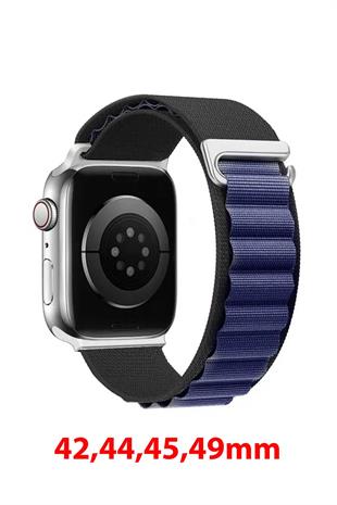 Apple Watch Uyumlu Alpine Loop Kordon Siyah/Koyu Mavi