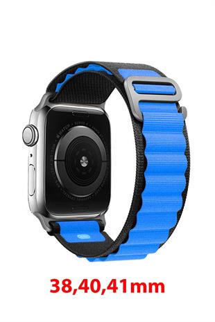 Apple Watch Uyumlu Alpine Loop Kordon Siyah/Mavi