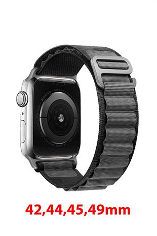 Apple Watch Uyumlu Alpine Loop Kordon Siyah/Gri