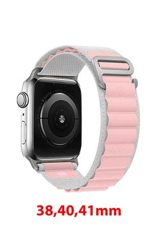 Apple Watch Uyumlu Alpine Loop Kordon Gri/Pembe
