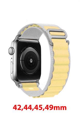 Apple Watch Uyumlu Alpine Loop Kordon Gri/Sarı