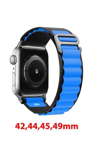 Apple Watch Uyumlu Alpine Loop Kordon Siyah/Mavi