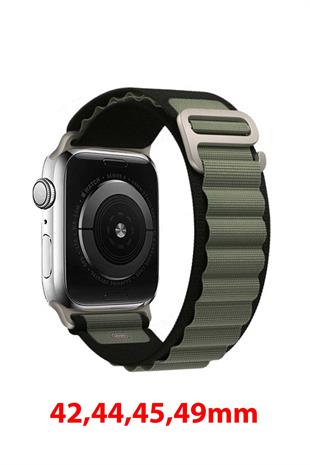 Apple Watch Uyumlu Alpine Loop Kordon Siyah/Yeşil
