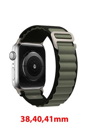 Apple Watch Uyumlu Alpine Loop Kordon Siyah/Yeşil
