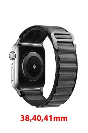 Apple Watch Uyumlu Alpine Loop Kordon Siyah/Gri