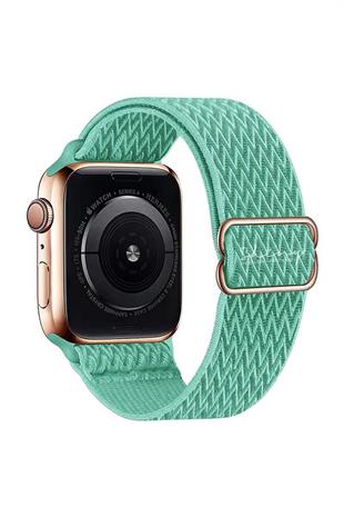 Apple Watch Uyumlu Ayarlanabilir W Örgü Loop Kordon Açık Yeşil