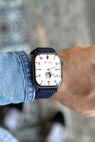Apple Watch Uyumlu Ayarlanabilir W Örgü Loop Kordon Lacivert