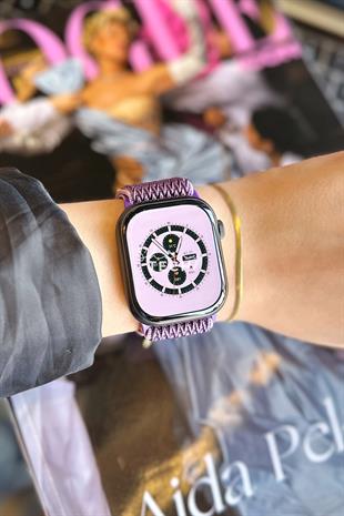 Apple Watch Uyumlu Ayarlanabilir W Örgü Loop Kordon Lavanta
