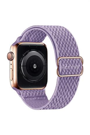 Apple Watch Uyumlu Ayarlanabilir W Örgü Loop Kordon Lavanta