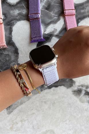 Apple Watch Uyumlu Ayarlanabilir W Örgü Loop Kordon Beyaz
