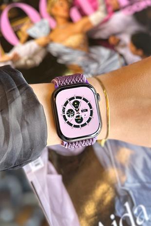 Apple Watch Uyumlu Ayarlanabilir W Örgü Loop Kordon Lavanta