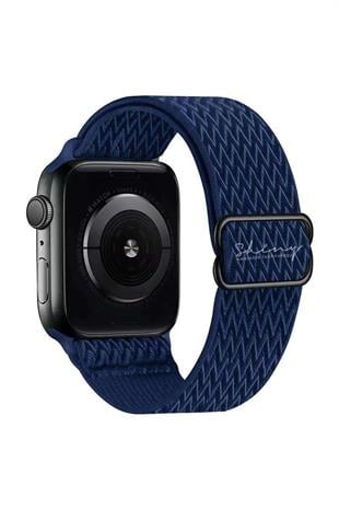 Apple Watch Uyumlu Ayarlanabilir W Örgü Loop Kordon Lacivert