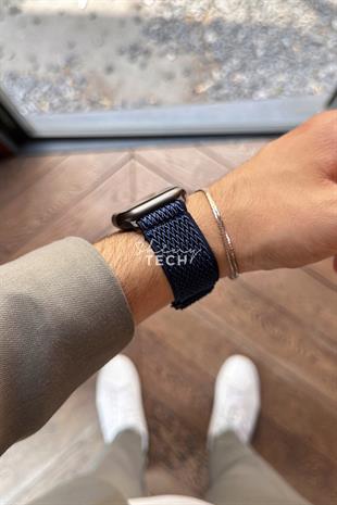 Apple Watch Uyumlu Ayarlanabilir W Örgü Loop Kordon Lacivert
