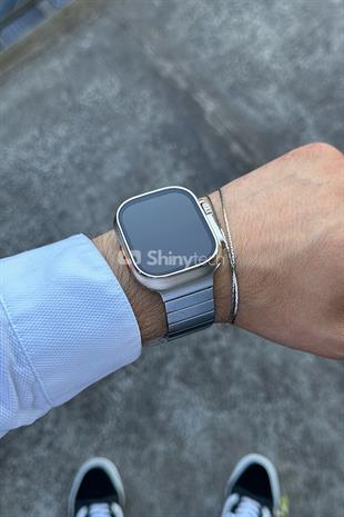Apple Watch Uyumlu Baklalı Çelik Kordon Gümüş