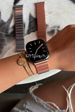 Apple Watch Uyumlu Baklalı Çelik Kordon Gold