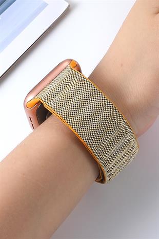 Apple Watch Uyumlu Baklalı Denim Loop Kordon Açık Yeşil