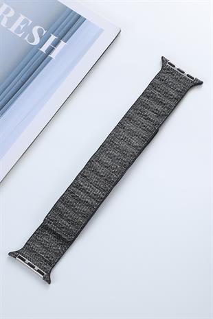 Apple Watch Uyumlu Baklalı Denim Loop Kordon Siyah