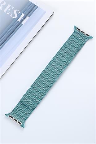 Apple Watch Uyumlu Baklalı Denim Loop Kordon Turkuaz