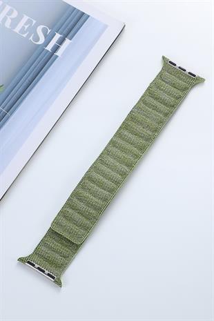 Apple Watch Uyumlu Baklalı Denim Loop Kordon Yeşil