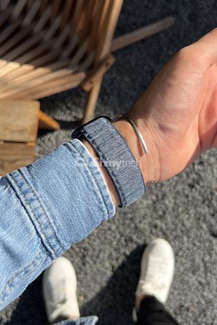 Apple Watch Uyumlu Baklalı Denim Loop Kordon Lacivert